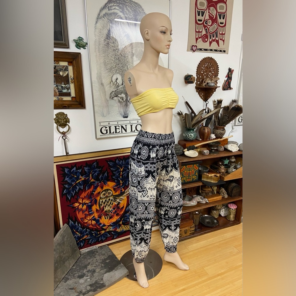 Black & White Elephant Harem Pants